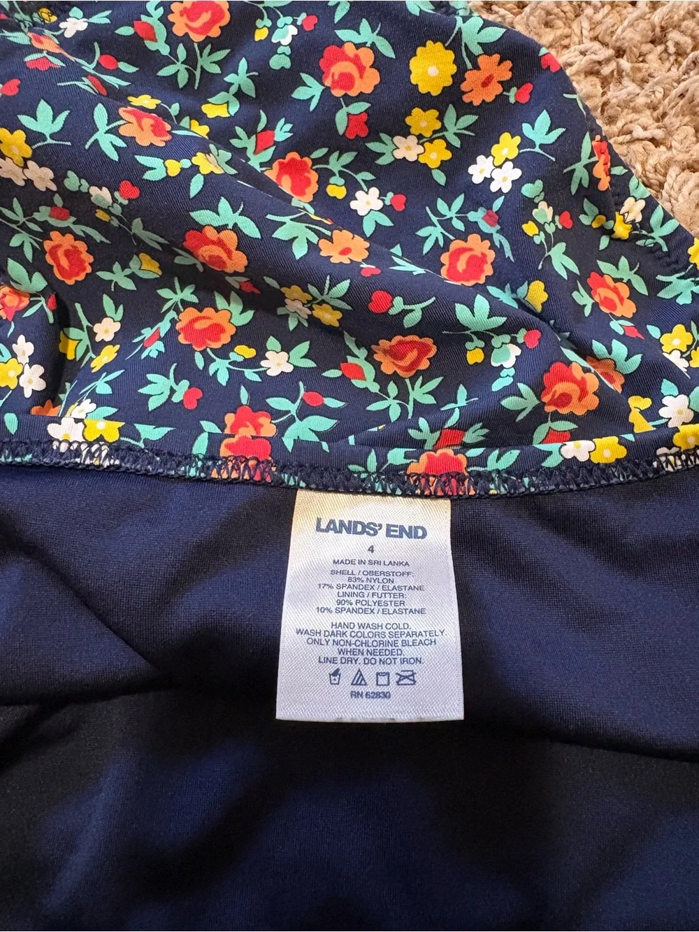 Lands End Floral High Waisted Bikini Womens size 4